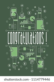 congratulations, vector beautiful greeting card or label with 
business theme.