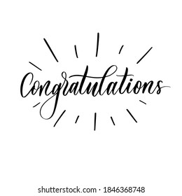 Congratulation's - vector calligraphic inscription with smooth lines.