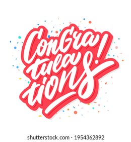 Congratulations. Vector handwritten lettering. Vector illustration.