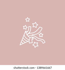 Congratulations! Vector icon with salute. Confetti, cracker, birthday, festival. Congratulations icon. Festive mood.