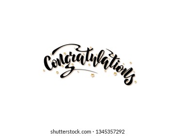 Congratulations. Vector illustration with handwritten phrase. Lettering.