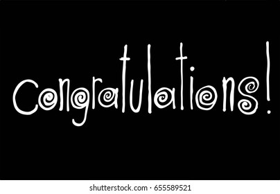 Congratulations. Vector lettering. Black and white calligraphy.  Linear graphic.