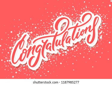 Congratulations. Vector lettering. Greeting card. 