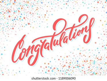 Congratulations. Vector lettering. Greeting card. 