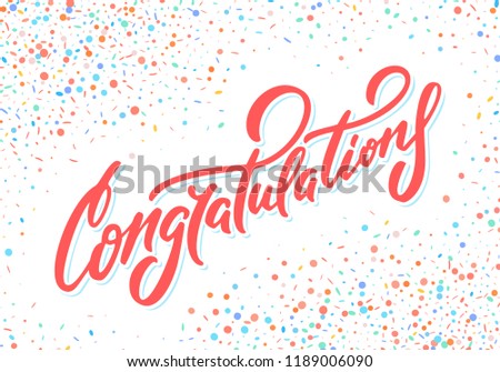 Congratulations. Vector lettering. Greeting card. 