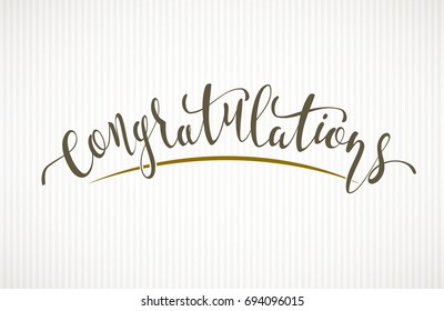 Congratulations. Vector lettering on light background. Eps8. RGB Global colors