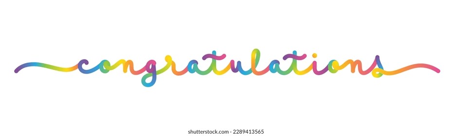 CONGRATULATIONS vector monoline calligraphy banner with colorful gradient