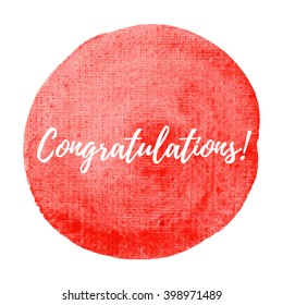 Congratulations vector on hand drawn red watercolor background illustration