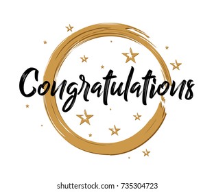 Congratulations - Vintage Typography - Grunge, Handwritten vector illustration, brush pen lettering, for greeting