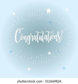 Congratulations white text card Vector Congratulations inscription Calligraphy lettering Academical, graduation event, graduate hat, 2023 element icon template concept star burst vintage birthday sign