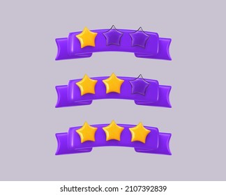 Congratulations winner award ribbons and rating stars collection isolated icon. 3d vector illustration.