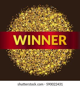 Congratulations winner Gold Banner. Win Party bright glitter gold design background