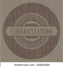 Congratulations wooden emblem. Retro