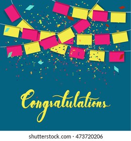 Congratulations Word Modern Hand Writing Calligraphic Stock Vector