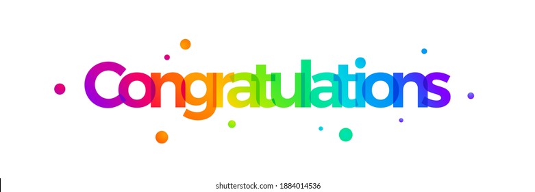 Congratulations written with colorful letters on white background.