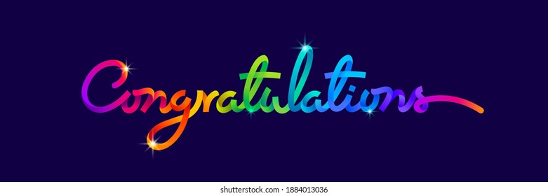 Congratulations written with colorful lines on dark background.