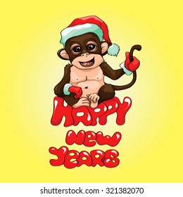 Congratulations to the year monkey, vector, on a yellow background