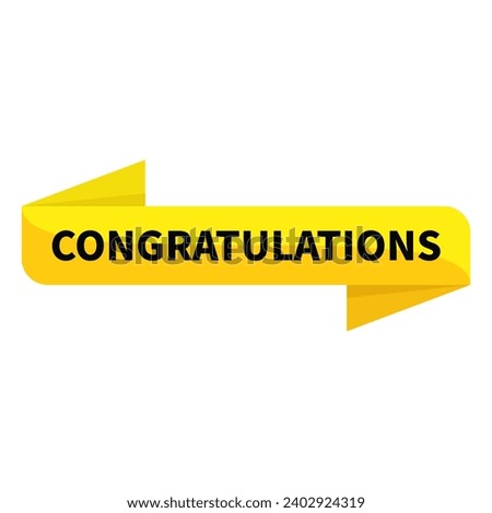 Congratulations In Yellow Rectangle Ribbon Shape For Announcement Information Business Marketing Social Media
