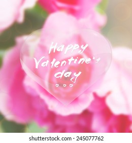 Congratulator card photorealistic background with flowers roses and an inscription from the hand of Valentine's Day. vector