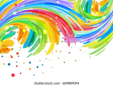 Fondo de felicitación con elementos abstractos de color curvado en blanco