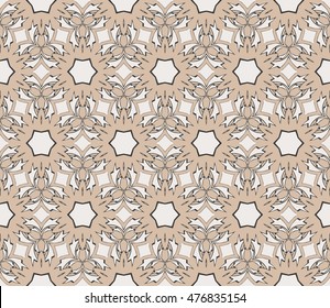 congratulatory background with abstract flowers. seamless texture. vector. beige, pastel color. for interior design, printing, textile industry