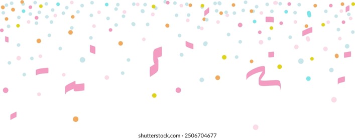 congratulatory background with colored confetti on white background. Vector illustration