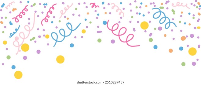 congratulatory background with colored confetti on white background. Vector illustration