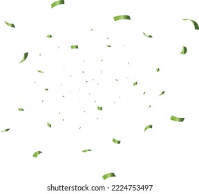 congratulatory background with green confetti on white background. Vector illustration