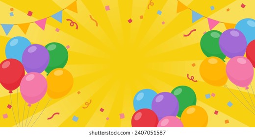 Congratulatory background material of balloons and garland yellow (2:1)