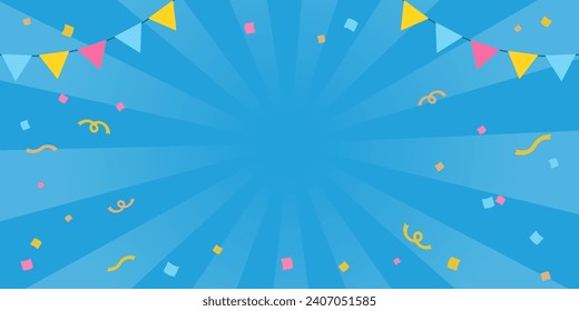 Congratulatory background material of garland and sunburst blue (2:1)
