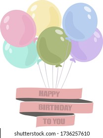 Antecedentes de la felicitación, en los que un lazo con el texto "feliz cumpleaños para ti" en rosa, se levanta en globos.