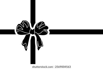 Congratulatory bow icon. Silhouette style. Vector icon.