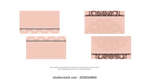 Congratulatory Brochure in pink color with a mandala ornament is ready for printing.