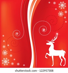 Congratulatory Christmas card with deer and swirls