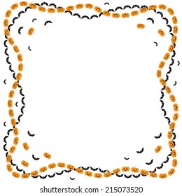 Congratulatory Halloween border with pumpkins and vampires