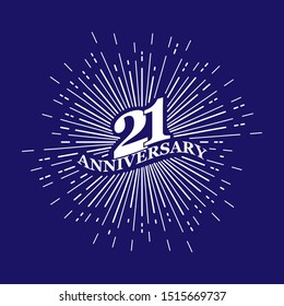 Congratulatory inscription for the anniversary of 21 years. Flat design.