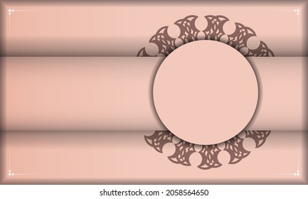 Congratulatory leaflet in pink color with a mandala pattern for your design.