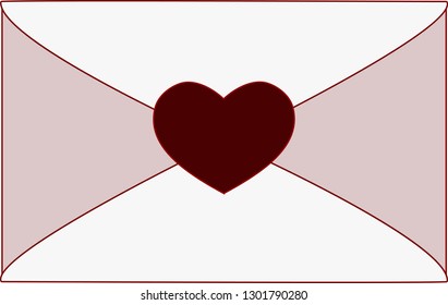 A congratulatory letter for Valentine's Day. White-pink tone and purple-red heart. Vector illustration EPS 10.