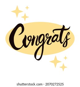 Congratulatory lettering. Congratulations on a white frn. Vector image of congratulations.Congratulations on your birthday card, greeting card, invitation, poster and print. Modern brush calligraphy.