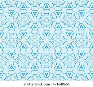 Congratulatory ornament seamless execution in the form of floral pattern. Vector. blue. For holiday cards design, fashion design, interior design, graphic arts
