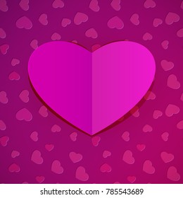 Congratulatory vivid heart shaped paper card. Festive background