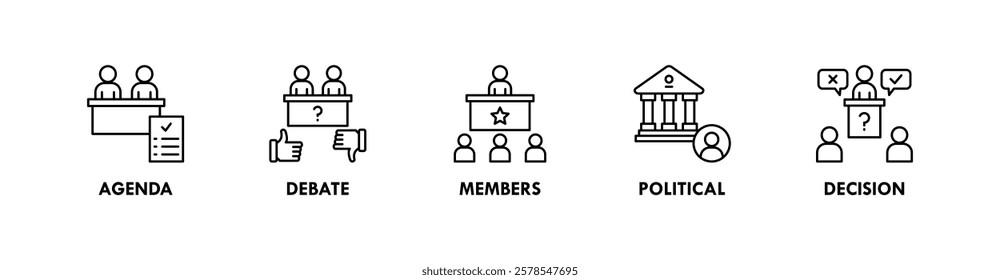Congress banner web icon vector illustration concept with icon of agenda, debate, member, political, and decision
