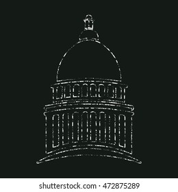 Congress Capitol in Chalk design. Vector graphic