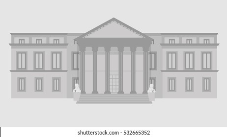 Congress of Deputies Madrid, Spain. Flat Design. 