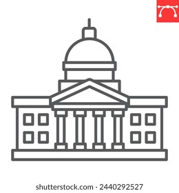 Congress line icon, election and political, government building vector icon, vector graphics, editable stroke outline sign, eps 10.