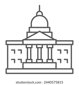 Congress line icon, outline style icon for web site or mobile app, election and politics, government building vector icon, simple vector illustration, vector graphics.