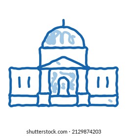 Kongresskizze-Ikone-Vektorgrafik Handgezeichnetes Kongresszeichen mit blauer Punktlinie. einzelne Symbolillustration