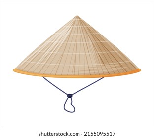 Conical Chinese Straw Hat as Traditional Cultural China Symbol Vector Illustration