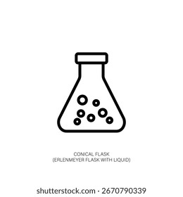 Conical Flask with Bubbles Scientific Equipment Illustration