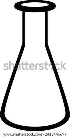 Conical flask. Chemistry lab flask, science
symbol. vector illustration on white
background. Icons for chemists, physicists,
laboratories. linear laboratory glass symbol
or logo. Silhouette on white 